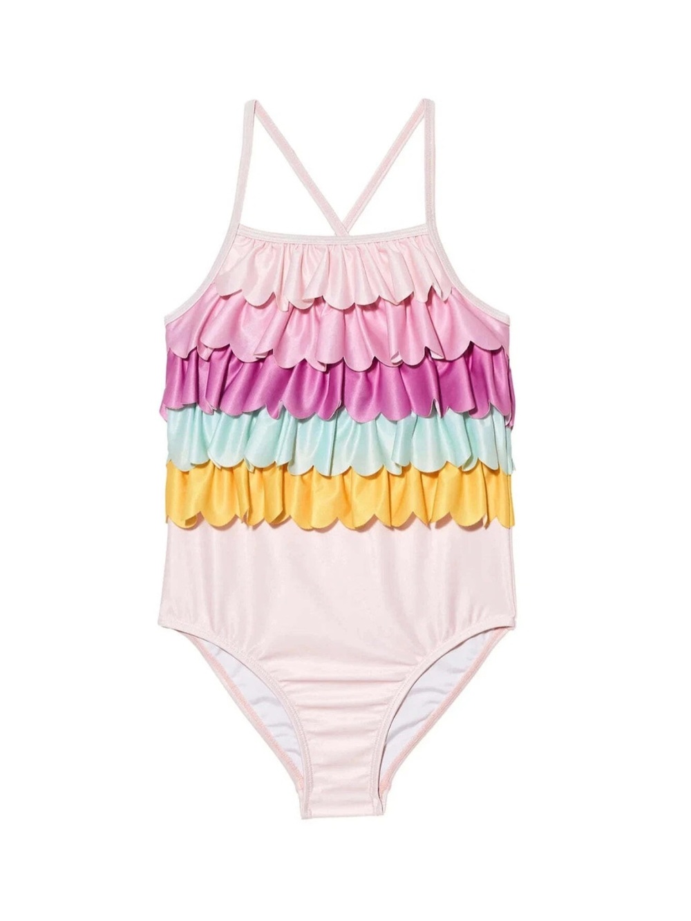 Tutu Du Monde Pastel Rainbow Ruffle One-Piece Swimsuit - Pink
